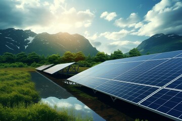 Renewable power generation through solar panels. Generative AI