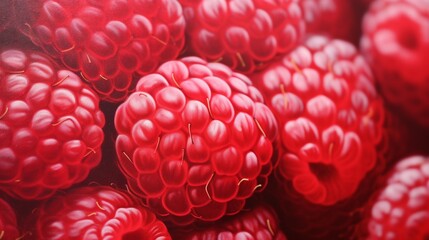 A close-up of a raspberry, showcasing its intricate structure and vibrant color, against a pristine white canvas.
