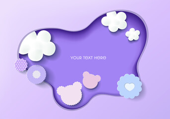 Vector background with cute design in paper cut style..