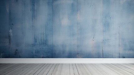 Empty room with blue wood wall 