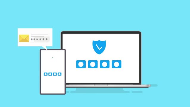 Password Verification on Computer and Mobile phone with Two factor authentication technology. 2fa Security and Confirmation 2 steps 