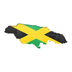 Jamaica country map and flag in cutout style with distressed torn paper effect isolated on transparent background