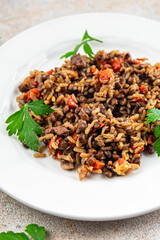rice with lentils and vegetables fresh healthy eating cooking appetizer meal food snack on the table copy space food
