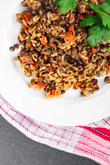 rice with lentils and vegetables fresh healthy eating cooking appetizer meal food snack on the table copy space food