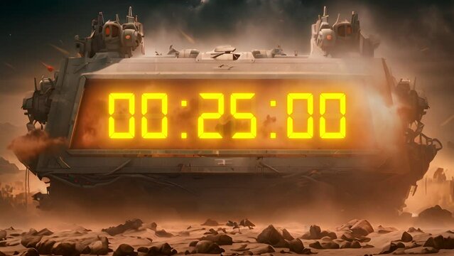 Sci-fi military movie style doomsday event or attack clock countdown display. 30 second timer. Creative animation of a time counter counting down numbers of seconds remaining.