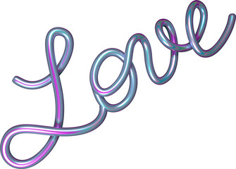 Fototapeta premium 3d text LOVE, holographic texture