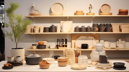 A store dedicated solely to sustainable and recyclable kitchenware. - obrazy, fototapety, plakaty