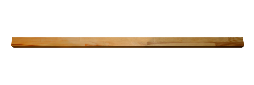 Pine board glued into the beam horizontal , on a transparent background