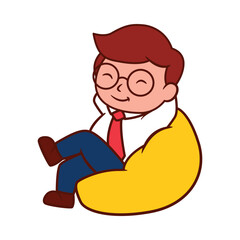 illustration design of a businessman relaxing in a bean bag chair