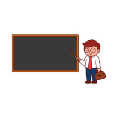 businessman illustration design explaining in front of the blackboard