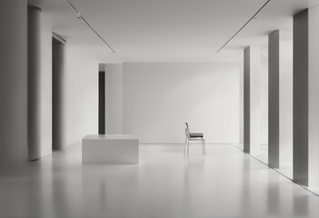 white empty room with concrete floor, interior design and floor. modern art. 3d illustration white...