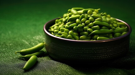 Green Peas With Copy Space Defocused Background 