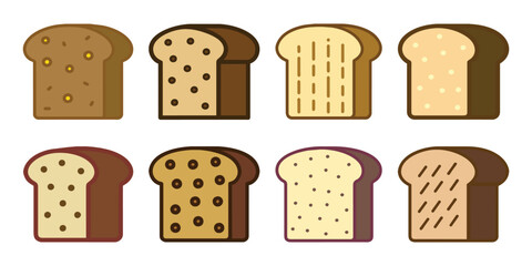 Bread icon, toasted bread, flat vector illustration isolated