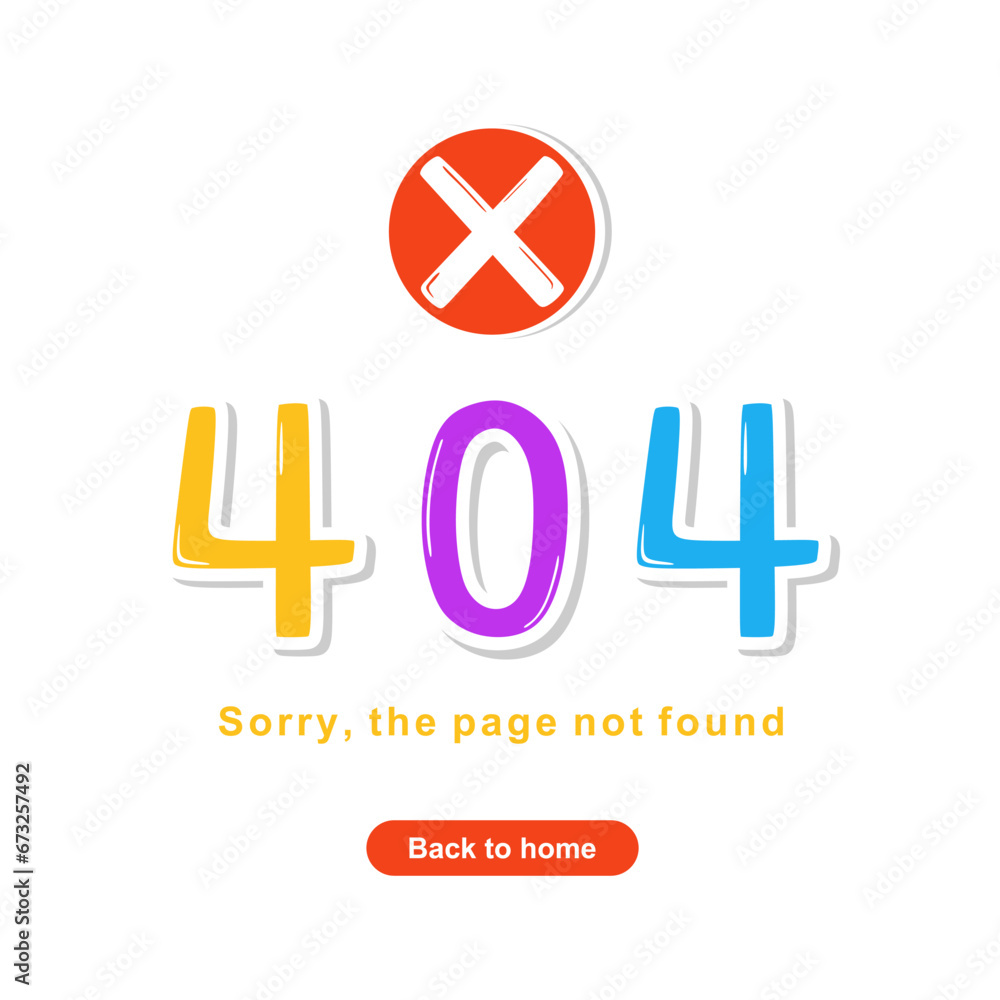 Leinwandbilder 404 error page not found in colorful design. vector illustration for web and website, system error, 