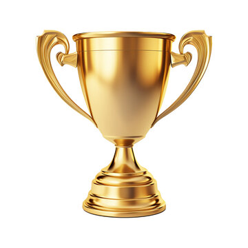 Gold cup isolated on white transparent background. Created with generative AI