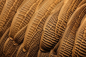 Highly detailed sandy golden color pattern of armadillo skin under the microscope. Generative AI