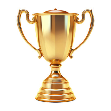 Golden winning competition award prize isolated on white transparent background. Created with generative AI