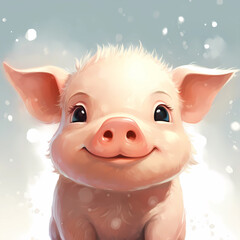 Cartoon cute pig illustration
