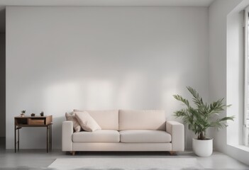 white interior of living room with sofa and plant, 3d illustration background white interior of living room with sofa and plant, 3d illustration background modern interior design. 3d illustration