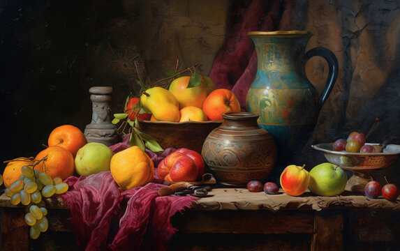 Beautiful Oil Painting Still Life Background