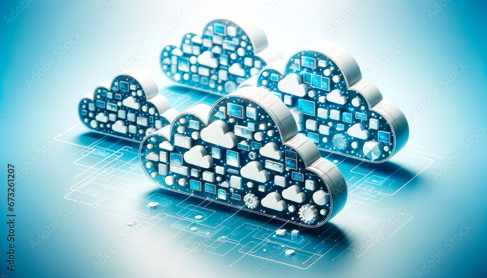 Poster Cloud computing technology concept. Generative AI