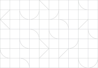Linear seamless art deco pattern drawing in linear style on white background