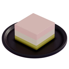 Japanese dessert Hishi mochi , 3d rendering on a transparent background