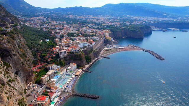 Sant'Agnello - Meta seafront in Sorrento -Aerial view over the bay