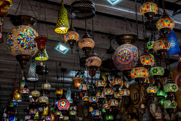 Traditional Turkish or Moroccan light mosaic arabic lamps.