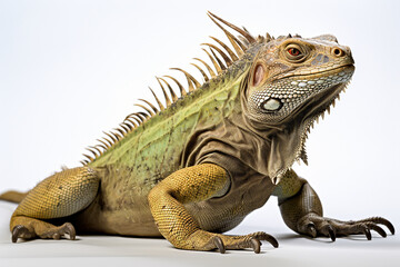 Obraz premium Iguana, Iguana On A Branch, Iguana In White Background