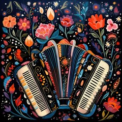 Whimsical accordion with whimsy patterns