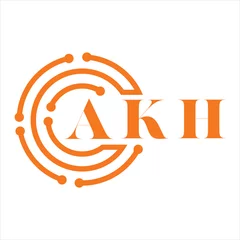 Deurstickers AKH letter design.AKH letter technology logo design on white background.AKH Monogram logo design for entrepreneur and business. © Mahfuz
