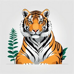 Art that takes advantage of the wild background and wild life of Siberian tigers. Vector. Generative AI