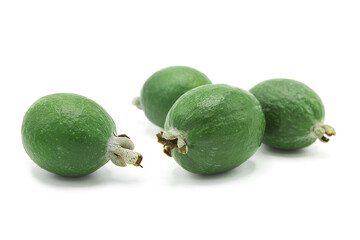 Fresh ripe feijoa isolated on white background.