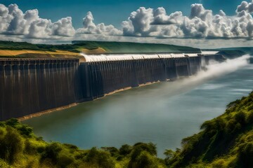 dam on the river, Itaipu dam on river Parana
