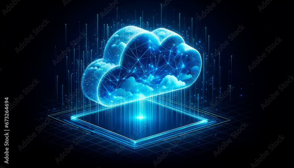 Poster Cloud computing concept. Generative AI