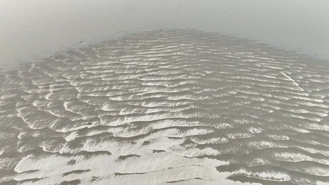 Rivers dried up during winter season leaving huge sandbars behind. Rivers in winter. Sandbar pattern in river beach, sariakandi, bogura, bangladesh