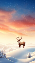 Santa's reindeer at the North Pole - deer in winter