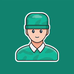 Unique cute soldier with green military hat