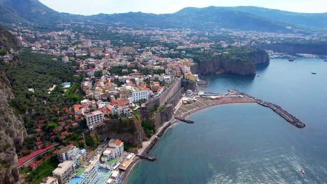 Sant'Agnello - Meta seafront in Sorrento - Aerial view backwards from the bay