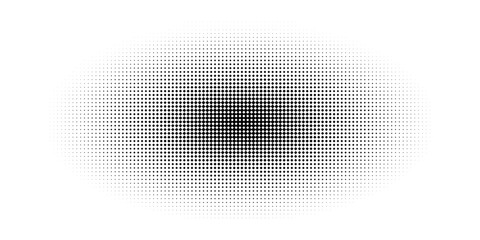 Abstract halftone oval with blur along the outer edge with diamond texture. Vector illustration with a square mosaic pattern. - obrazy, fototapety, plakaty