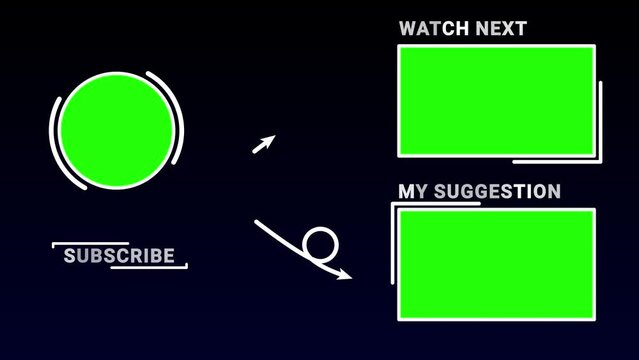 outro end screen video next video my suggestion green screen animation outro end screen social media channel content looping alpha greenscreen animation with a space and star theme
