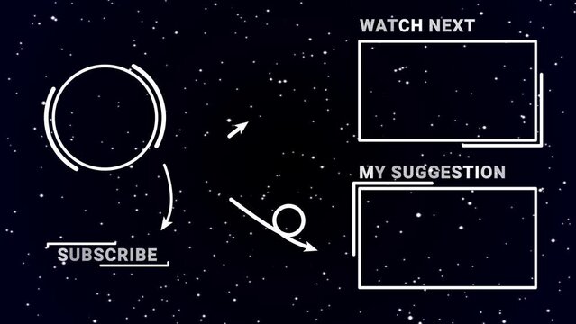 outro end screen video next video my suggestion green screen animation outro end screen social media channel content looping alpha greenscreen animation with a space and star theme