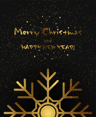 Fototapeta na wymiar Christmas and New Year vector background with sparkle shining snowflake