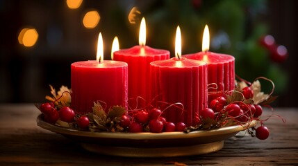 Obraz na płótnie Canvas Candlelit Advent Wreath Celebration - Symbolic First Sunday Tradition December