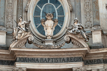 Italy, Piedmont, Turin, details of the Church of Santa Cristina 