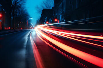 Fototapeta na wymiar long exposure photo of a highway, night,speed line，motion blur