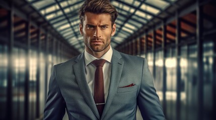 Modern business man wearing suit - obrazy, fototapety, plakaty