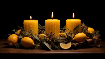 Advent Wreath Handmade Beeswax Candles Traditional Decoration Festive Holiday