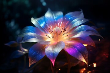 A stunning flower emitting a vibrant and enchanting glow. Generative AI